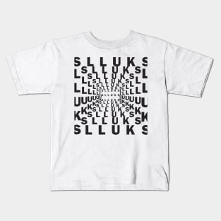 Super cool slluks brand letterink-pencil black-and-white logo design Kids T-Shirt